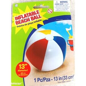 Inflatable Beach Ball Large 13 in 33 cm NEW by Amscam